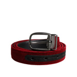 Dolce & Gabbana Red Velvet Black Metal Buckle Logo Belt