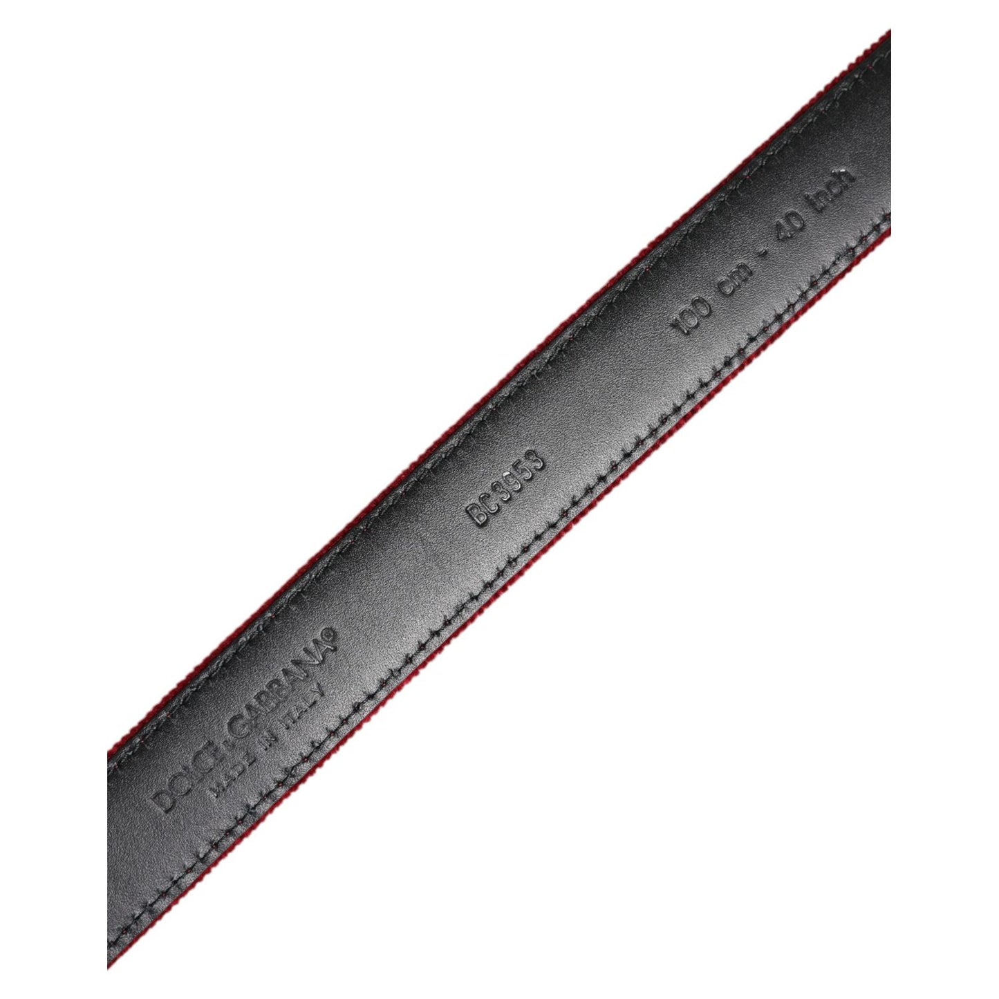 Dolce & Gabbana Red Velvet Black Metal Buckle Logo Belt