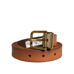 Dolce & Gabbana Brown Leather Gold Tone Metal Buckle Belt