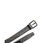 Dolce & Gabbana Black White Silver Tone Metal Buckle Belt