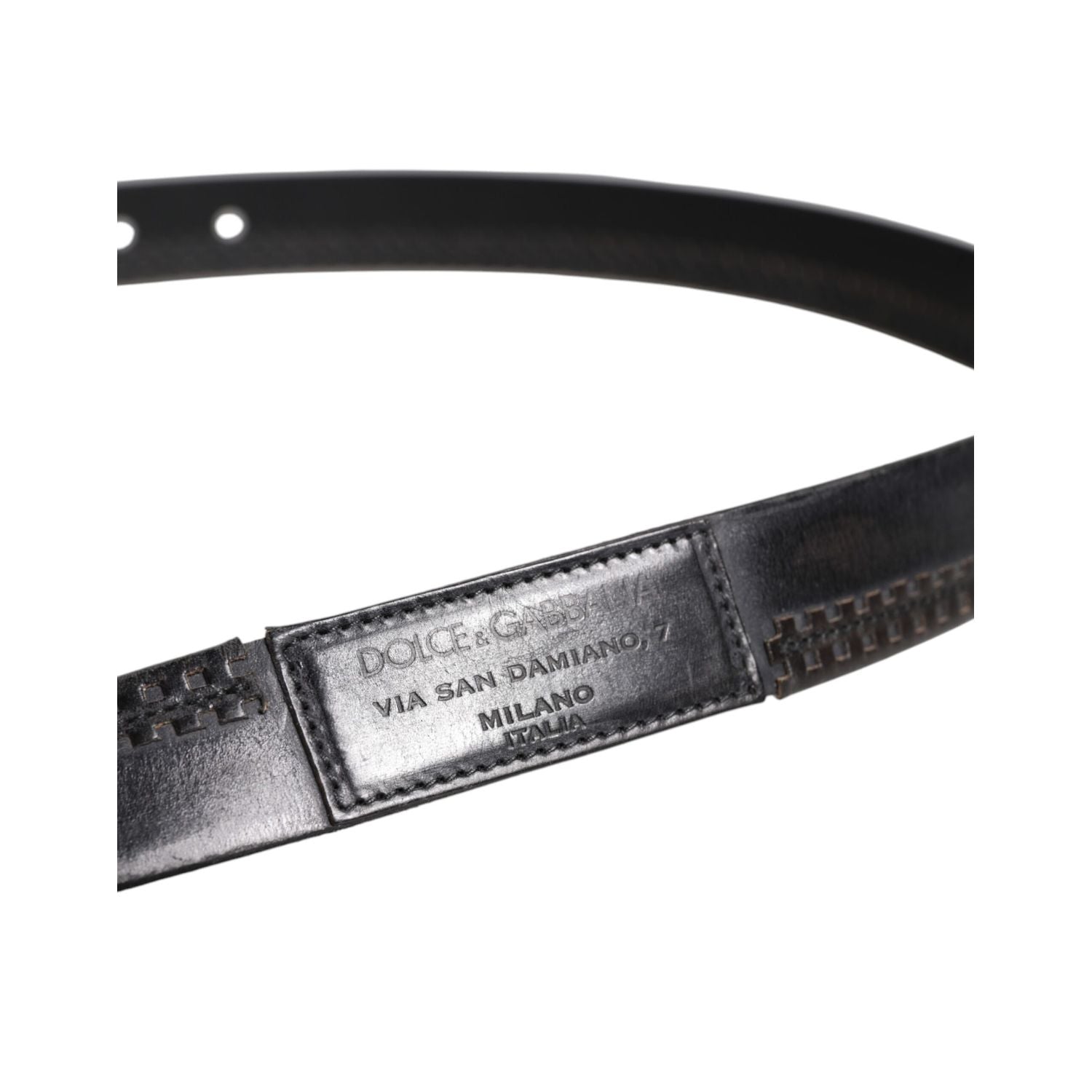Dolce & Gabbana Black Leather Silver Tone Metal Buckle Belt