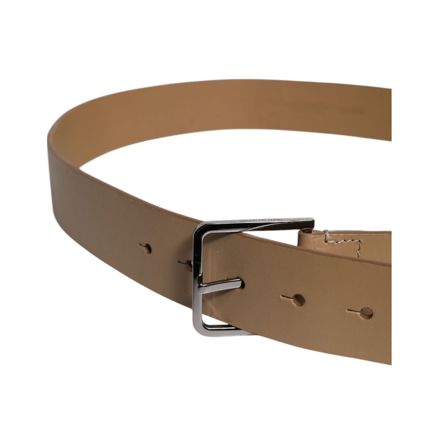 Dolce & Gabbana Brown Leather Classic Metal Logo Buckle Belt