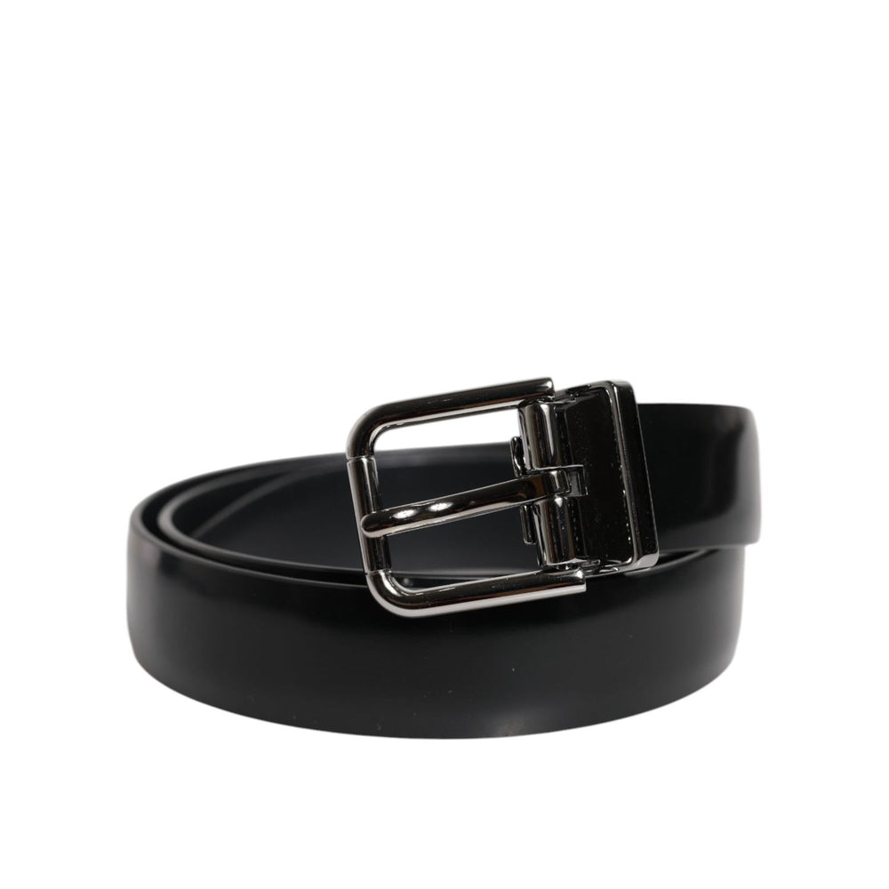 Dolce & Gabbana Black Solid Leather Classic Waist Buckle Belt BEL9311-80