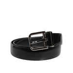 Dolce & Gabbana Black Solid Leather Classic Waist Buckle Belt BEL9311-80