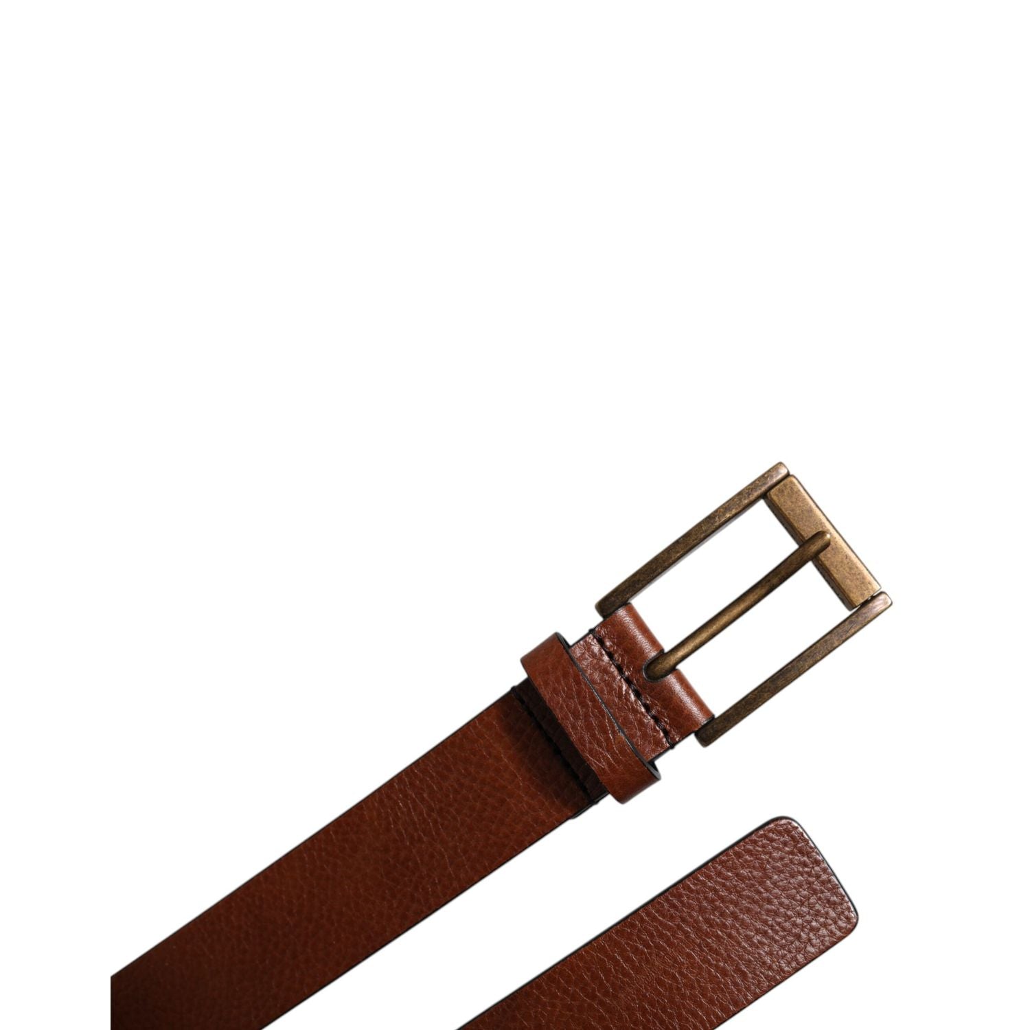 Dolce & Gabbana Brown Calf Leather Classic Metal Buckle Belt