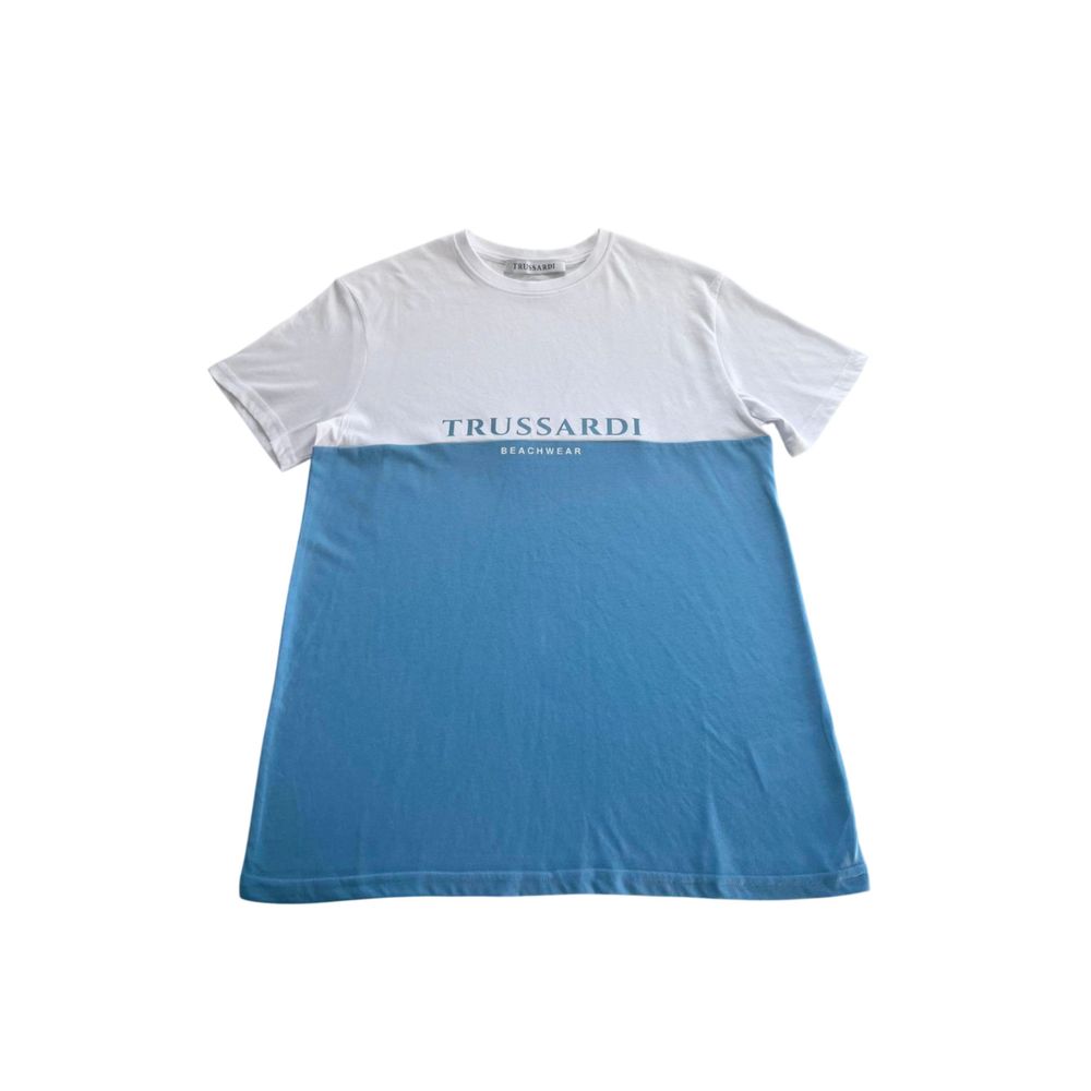 Trussardi Beachwear Light Blue Cotton Men T-Shirt