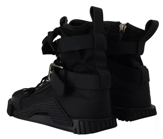 Dolce & Gabbana Black Nylon High Top Sorrento Sneakers Shoes LA10076-39