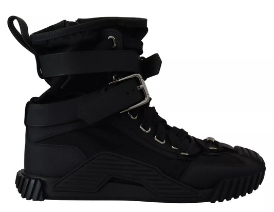 Dolce & Gabbana Black Nylon High Top Sorrento Sneakers Shoes LA10076-39