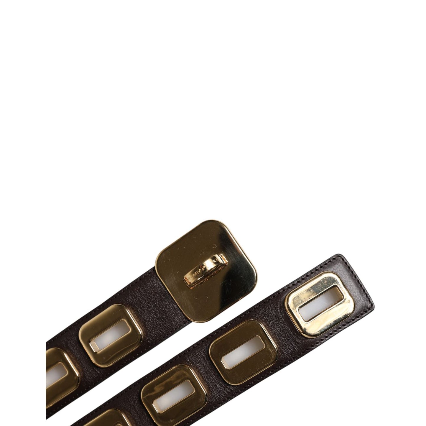 Dolce & Gabbana Dark Brown Leather Gold Rotating Buckle Belt