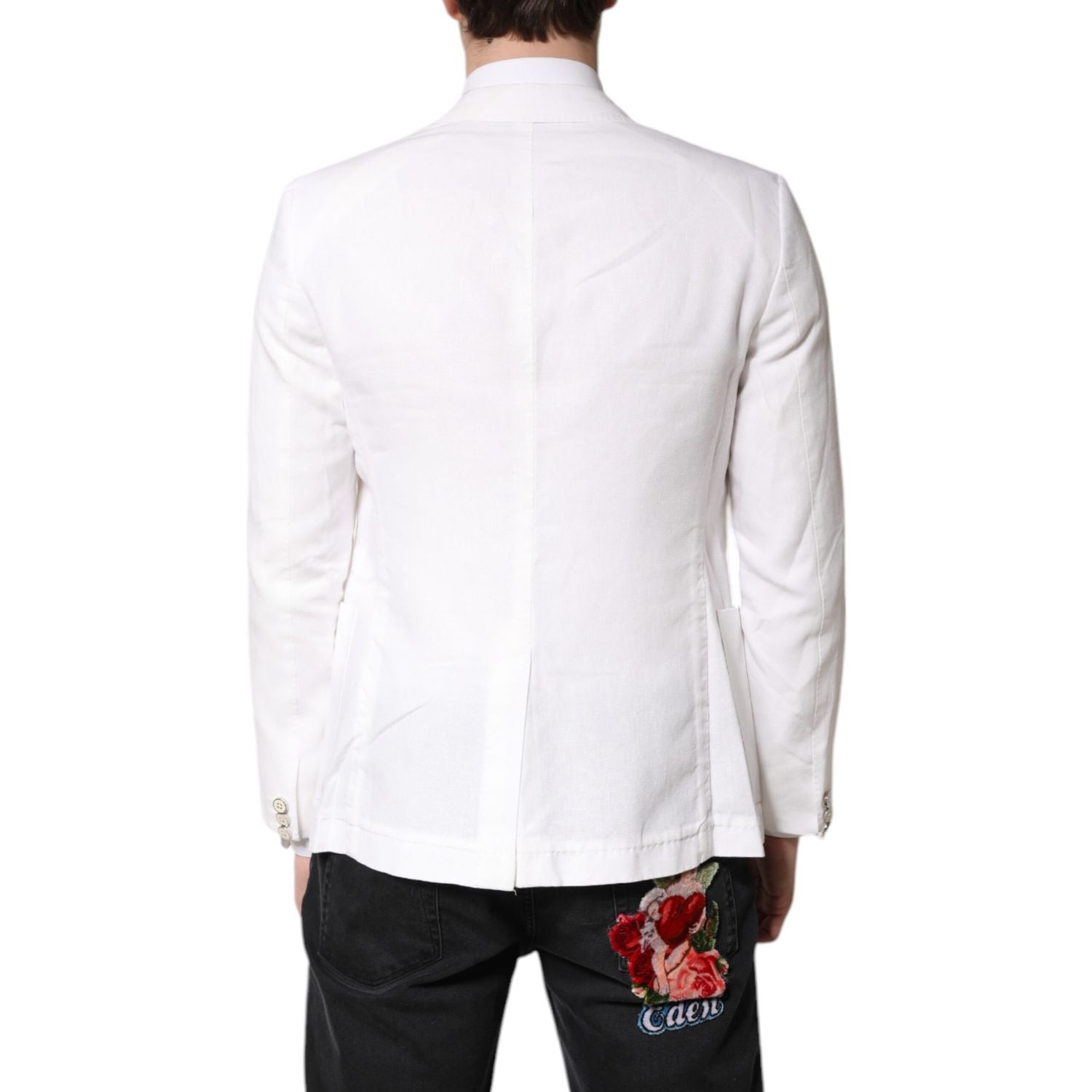 Dolce & Gabbana White Single Breasted Men Coat Blazer Suit
