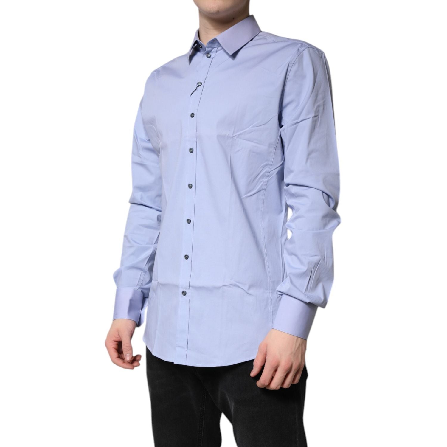 Dolce & Gabbana Light Blue Cotton SICILIA Dress Formal Shirt