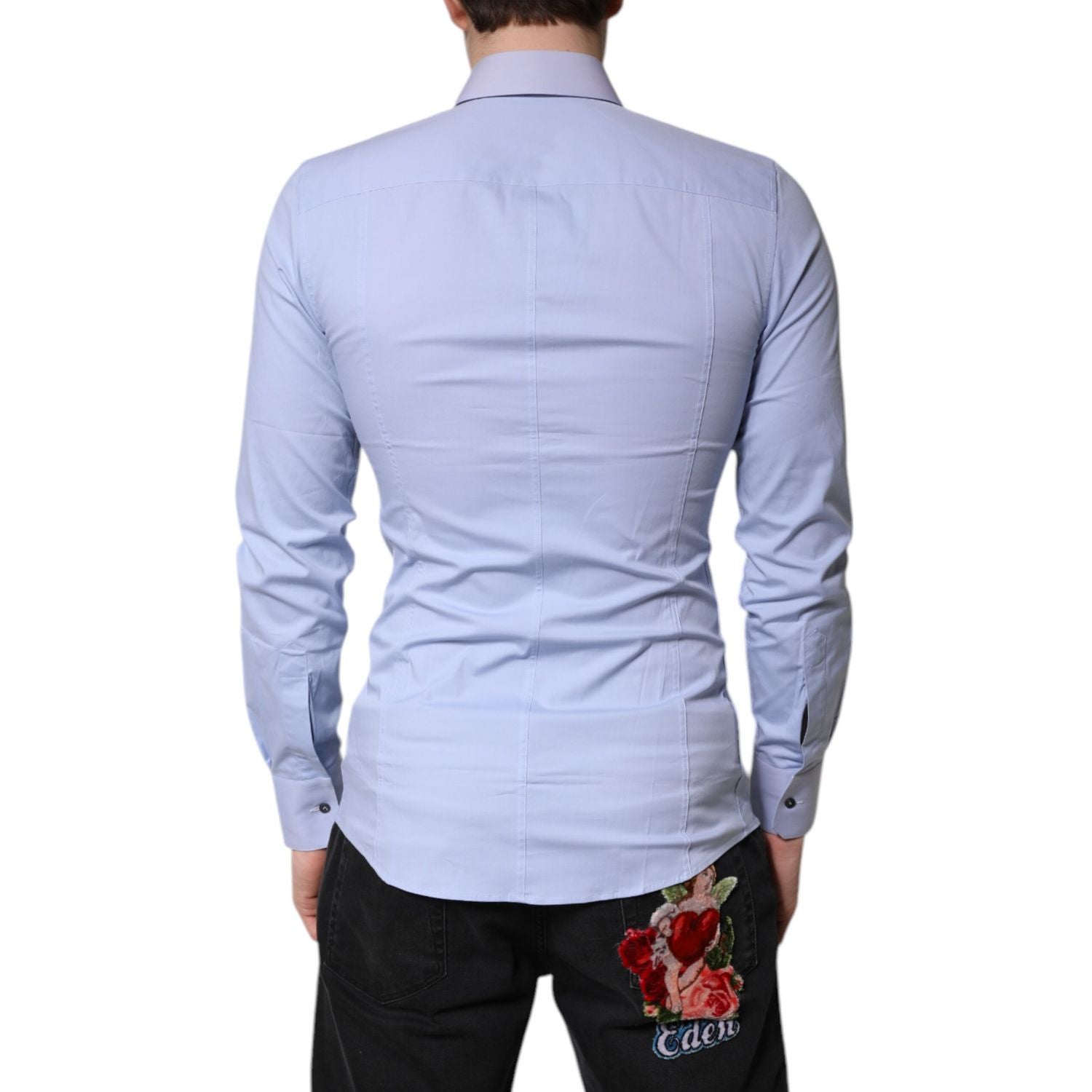 Dolce & Gabbana Light Blue Cotton SICILIA Dress Formal Shirt