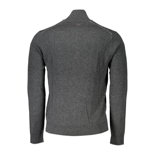 Napapijri Gray Fabric Men Sweater Napapijri Dark Slate Gray