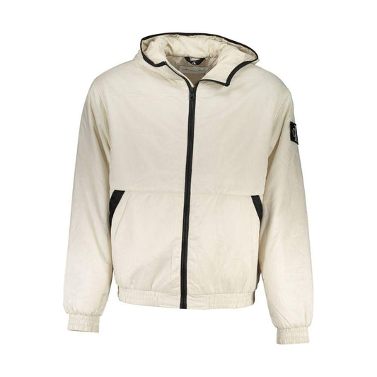Calvin Klein Elegant Beige Hooded Jacket – Timeless Outerwear Calvin Klein Light Gray