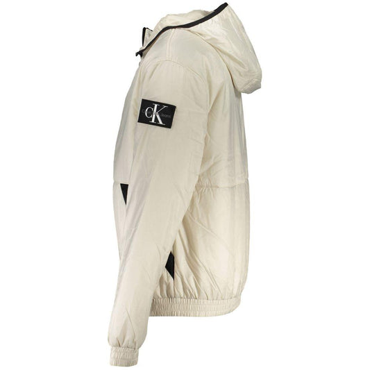 Calvin Klein Elegant Beige Hooded Jacket – Timeless Outerwear Calvin Klein Light Gray