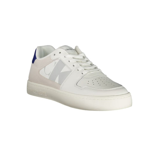 Calvin Klein White Leather Mens Sneaker Calvin Klein Light Gray