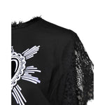 Dolce & Gabbana Black Lace Sheer Sacred Heart Crew Neck Top TSH878586-40