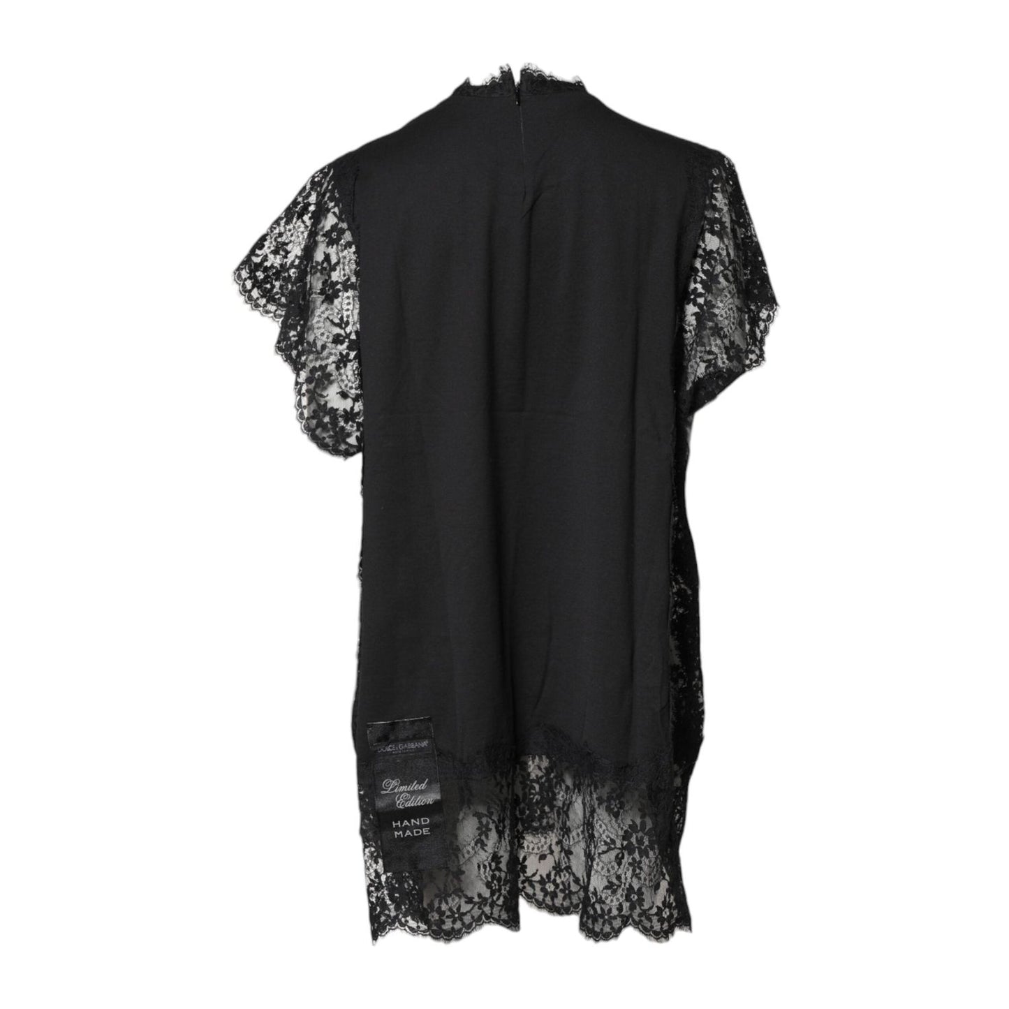Dolce & Gabbana Black Lace Sheer Sacred Heart Crew Neck Top TSH878586-40