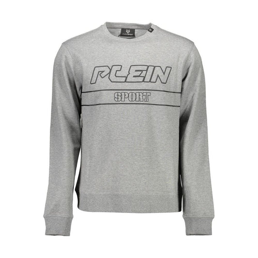 Plein Sport Gray Cotton Men Sweater Plein Sport Dark Gray