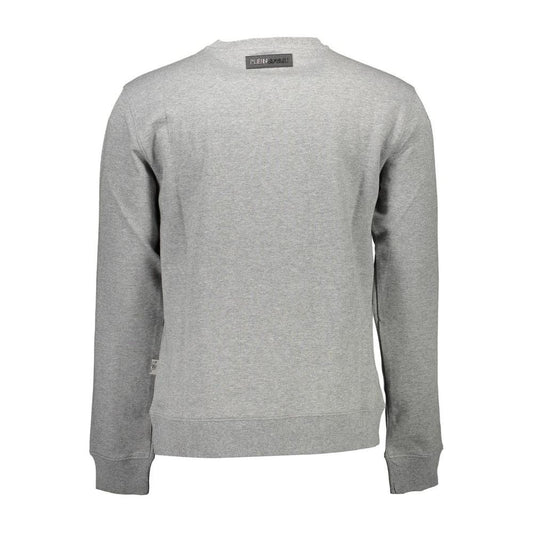Plein Sport Gray Cotton Men Sweater Plein Sport Dark Gray