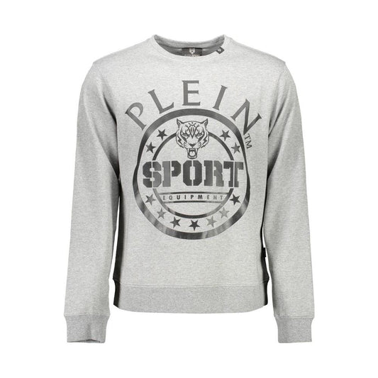 Plein Sport Gray Cotton Men Sweater Plein Sport Light Gray