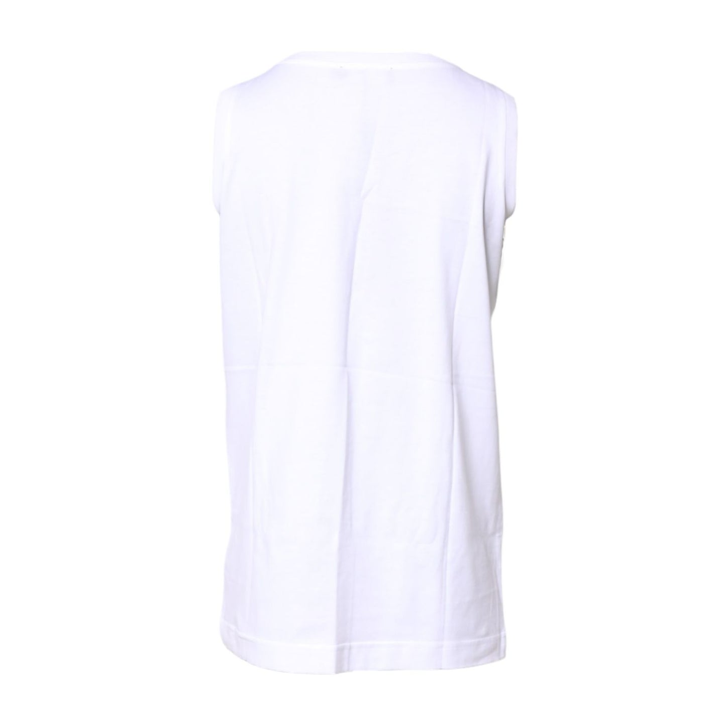 Dolce & Gabbana White Cotton Sleeveless Crew Neck T-shirt