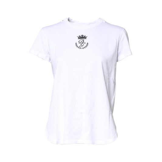 Dolce & Gabbana White Logo Crown Cotton Crew Neck T-shirt TSH878607-38