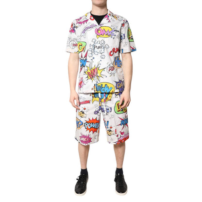 Dolce & Gabbana White Cartoon Print Cotton Men Pajama Set Sleepwear