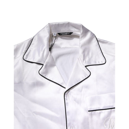 Dolce & Gabbana White Satin Silk Men Pajama Set Sleepwear