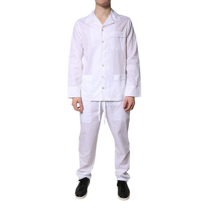 Dolce & Gabbana White Cotton Shirt Pants Pajama Set Sleepwear