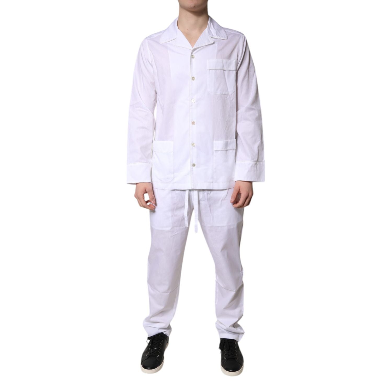 Dolce & Gabbana White Cotton Shirt Pants Pajama Set Sleepwear