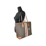 Michael Kors Eva Large Stripe Travel Tote Bag Plus Pouch Brown 79988