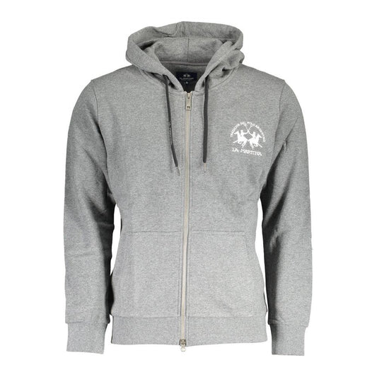 La Martina Gray Cotton Men Sweater La Martina Dark Gray