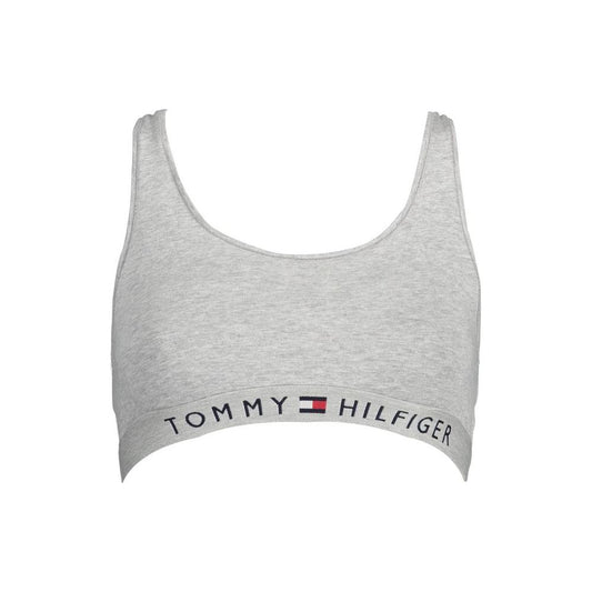 Tommy Hilfiger Gray Cotton Women Sports Bra Tommy Hilfiger Gray