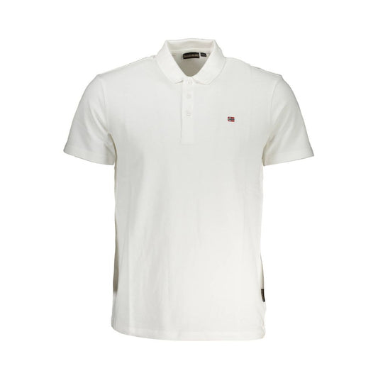 Napapijri White Cotton Men Polo Shirt Napapijri Light Gray