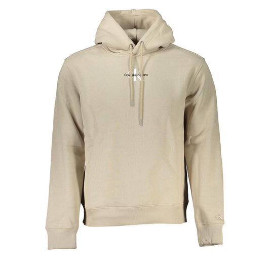 Calvin Klein Beige Fleece Hooded Sweatshirt with Logo Embroidery Calvin Klein Gray