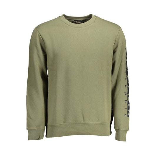 Napapijri Green Cotton Men Sweater Napapijri Slate Gray