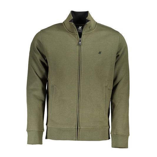 U.S. Grand Polo Enviable Embroidered Green Zip Sweater U.S. Grand Polo Dim Gray