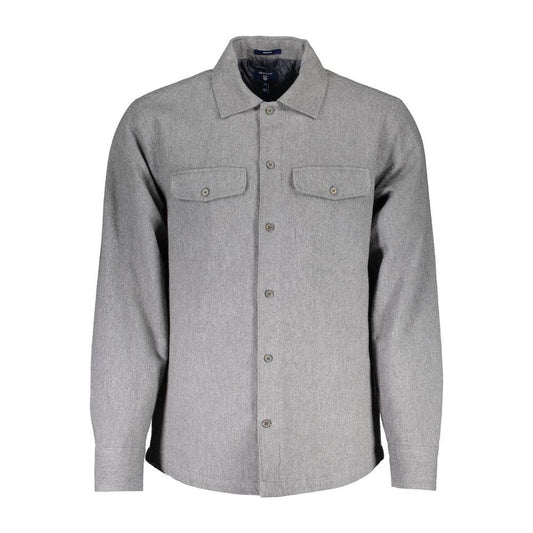 Gant Gray Cotton Men Shirt Gant Dark Gray