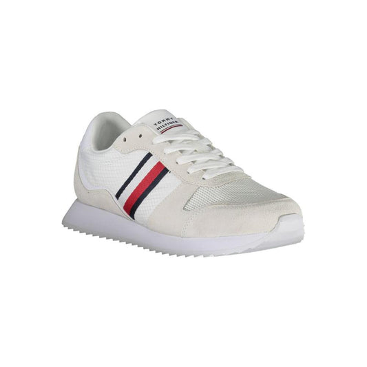 Tommy Hilfiger White Polyester Men Sneaker Tommy Hilfiger Light Gray