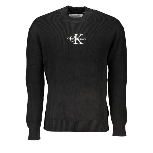 Calvin Klein Sleek Cotton Crew Neck Sweater with Contrast Details Calvin Klein Black