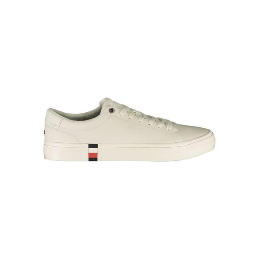 Tommy Hilfiger White Leather Men Sneaker Tommy Hilfiger Light Gray