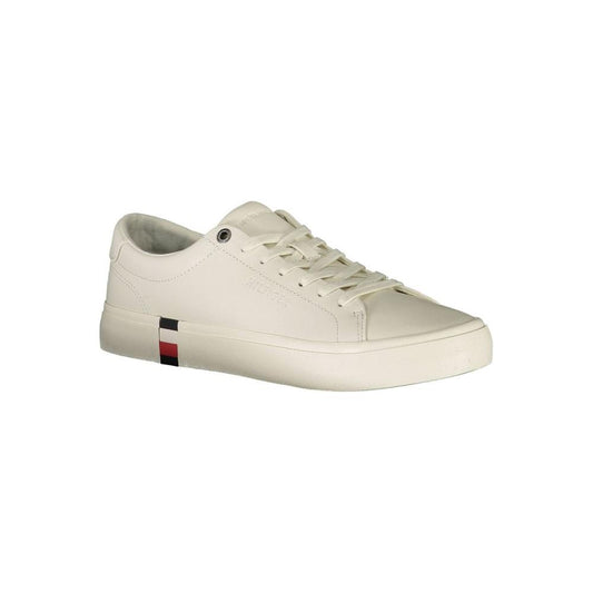 Tommy Hilfiger White Leather Men Sneaker Tommy Hilfiger Light Gray