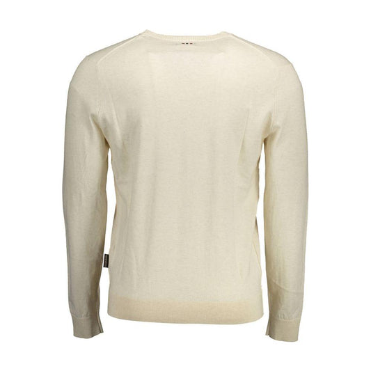 Napapijri Beige Cotton Men Sweater Napapijri Light Gray