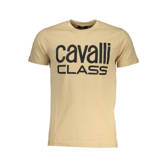 Cavalli Class Beige Cotton T-Shirt Cavalli Class Tan