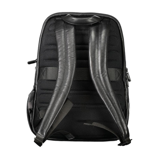 Piquadro Black Leather Men Backpack Piquadro Dark Slate Gray