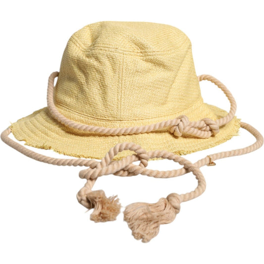 Dolce & Gabbana Yellow Cotton Wide Brim Bucket