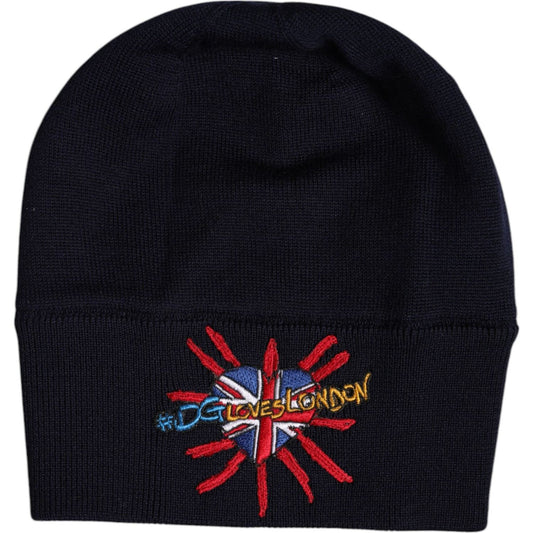 Dolce & Gabbana Black Wool #DGLovesLondon Winter Beanie Hat
