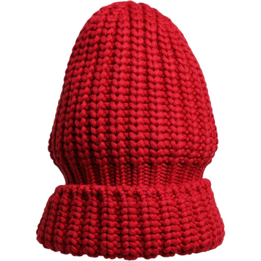 Dolce & Gabbana Red Solid Wool Knitted Winter Beanie Hat