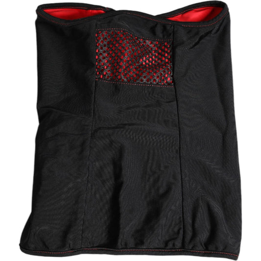 Dolce & Gabbana Black Nylon Knitted Neck Warmer Balaclava Scarf